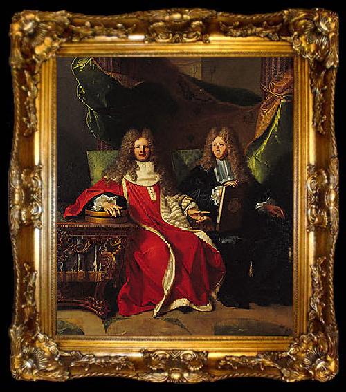 framed  Hyacinthe Rigaud Pierre-Cardin Lebret (1639-1710) and his son Cardin Le Bret (1675-1734),, ta009-2